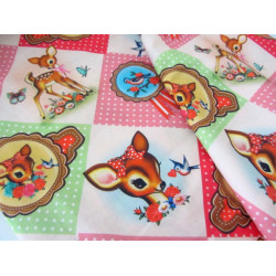 Baumwolle Märchen - Reh Vogel Röschen - Patchwork